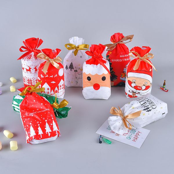 Cute Treat Bag Cookie Candy Gift Bags For Candy Biscuits Snack Baking Package Event Party Supplies Drawstring Christmas Gift Bags With Christmas