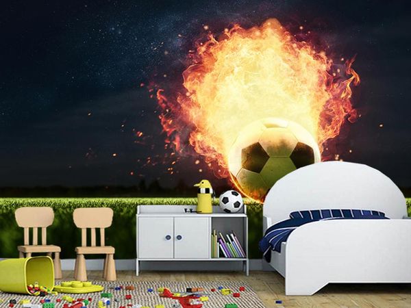 

customized papel de parede infantil, footbal fire ball sport mural with children's room living room background decorative paper