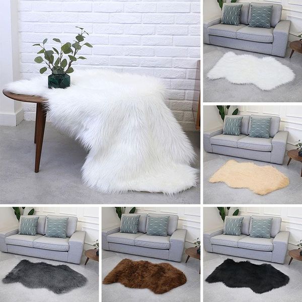 

fluffy wool carpet multicolored mat irregular shape anti-skid chair carpet floor warm fluffy rugs living room sofa decoration