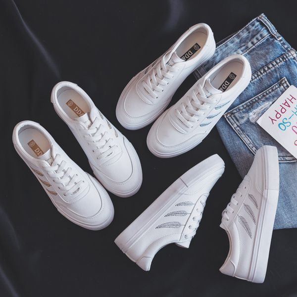 

shoes woman new fashion casual high platform pu leather women casual white shoes breathable sneakers, Black