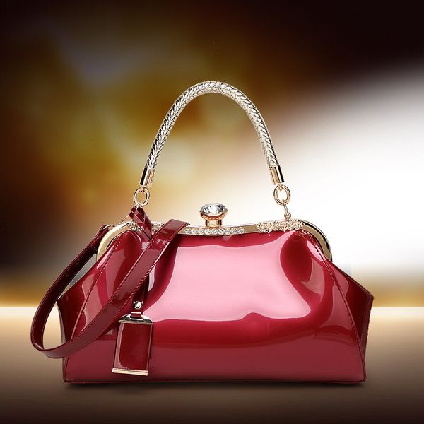

stylish painted leather hand-held women's bag one shoulder slanted across bridal bag dinner lady wedding