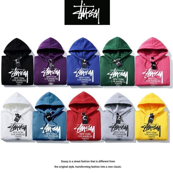 

stussys add velvet men designer hoodie white luxury fashion hoodies street hip hop embroidery cotton clothing couples stone 124, Black