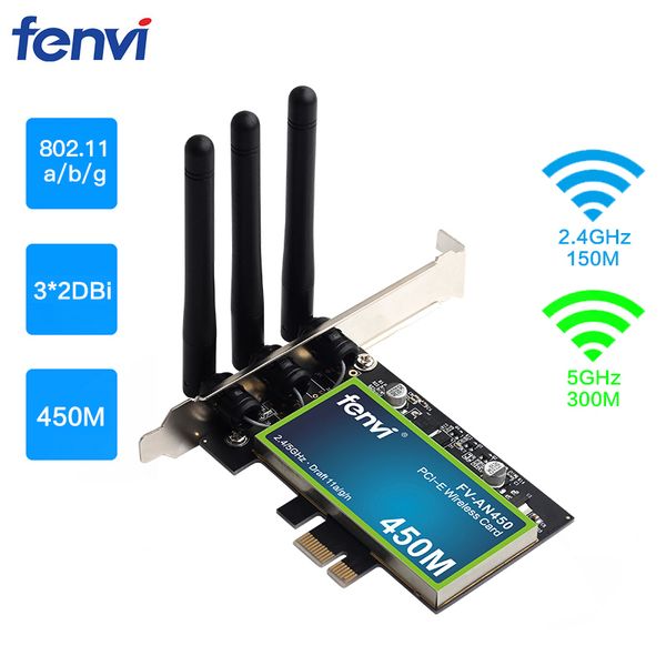 

wireless dual band 450mbps pci express wifi adapter pci-e intel network card 802.11a/b/g with 3 antennas for deskpc