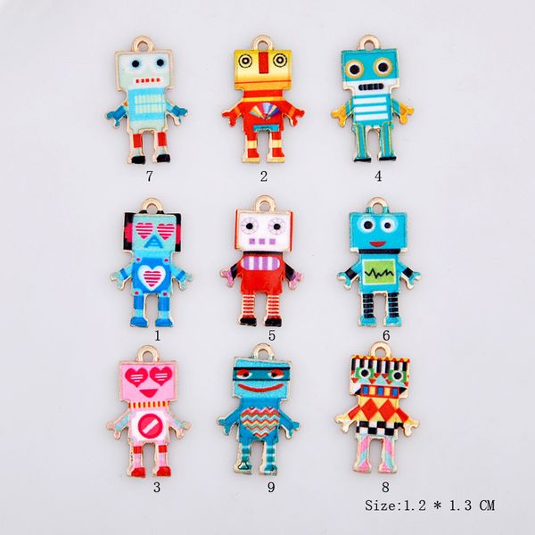

10pcs 14*22mm korea diy jewelry enamel robot charms printing patterned alloy alien pendant bracelet accessories fashion material, Bronze;silver