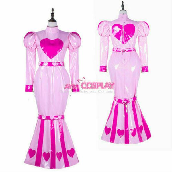 

heavy pvc bondage dress fish tail cross dressers tailor-made, Black;red
