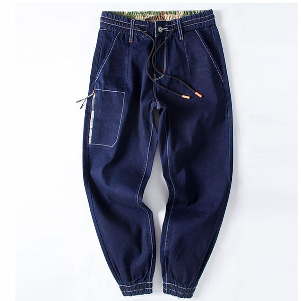 

mens brand skinny jeans pant 2019 elastic waist drawstring blue jeans homme stretch harem pants plus size s-xxxxxxl streetwear