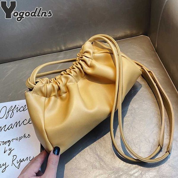 

drawstring design cloud bags for women 2020 fashion pu leather shoulder bags lady messenger handbags crossbody
