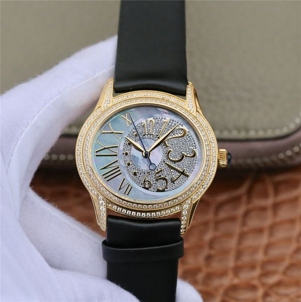 

orologio di lusso 77303bd lady watches 35x39.5mm mother-of-pearl dial movement watches diamond watch (18k white gold inset 323 diamond, Slivery;brown