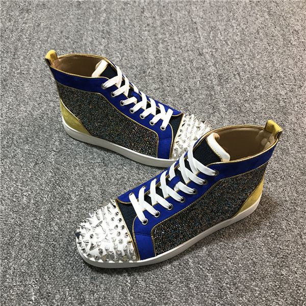 

designer shoes man women red bottoms spike flat no limit sneakers fashion italy dress shoes size 35-46, Black