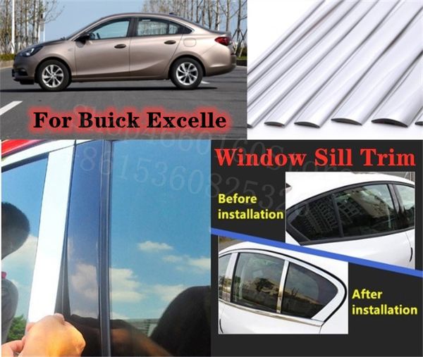 

puou high-quality car full window pillar trim cover stainless steel chrome decoration for excelle 2008-15 car styling