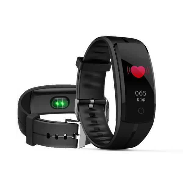 

qs100 smart bracelet heart rate monitor fitness tracker smart band wristband for android ios men women outdoor sport watches, Slivery;brown