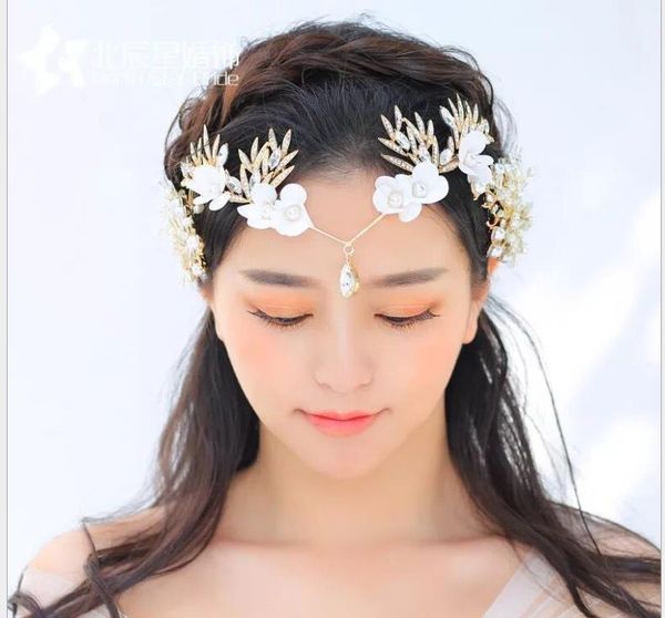 

new bridal tiara crepe handmade tiara white rhinestone wedding dress accessories crown hair accessories, Silver