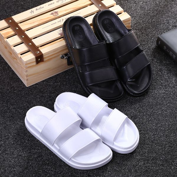

new summer hipster korean edition pino cao pu xinhui with harajuku retro casual double belt flat slippers for men and women, Black