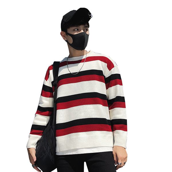 

2018 winter fashion casual round neck sweater dress male knitting upper garment pullover men ing, White;black