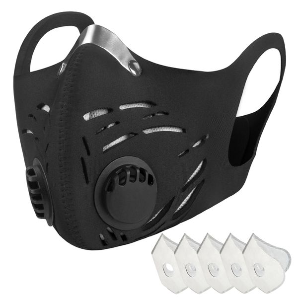 

dustproof mouth mask air pollution pollen allergy mouth mask breathing protection reusable half face filters, Black