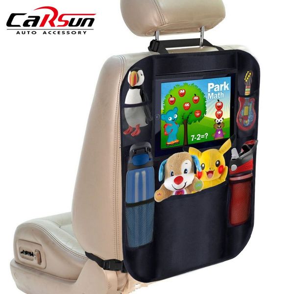 

cae backseat organizer tablet holder multi-functional 5 pocket storage bag kids travel accessories kick mat protector