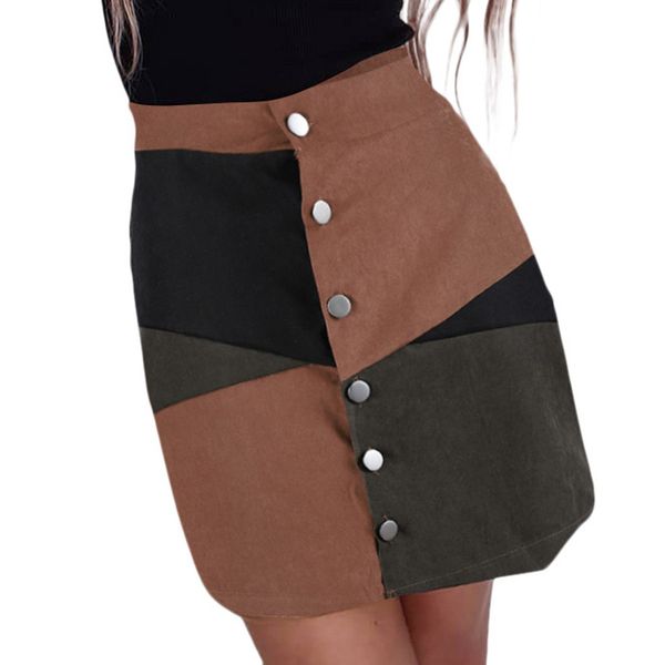 

sleeper # 401 2019 new fashion женская мода повседневная botton a-line юбка лоскутная цвет блок короткая мини-юбка горячая бесплатная достав, Black
