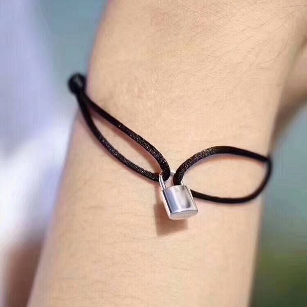 

women and man handmade rope with silver lock bracelet charm titanium stainless steel many colors rope jewelry ing, Golden;silver