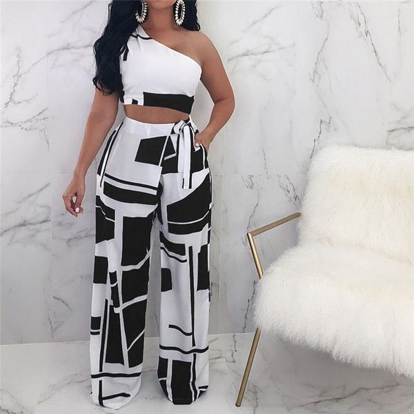 

women nightclub clothes strapless bandage + long pants two piece set polyester sleeveless crop women's playsuits #42408, White