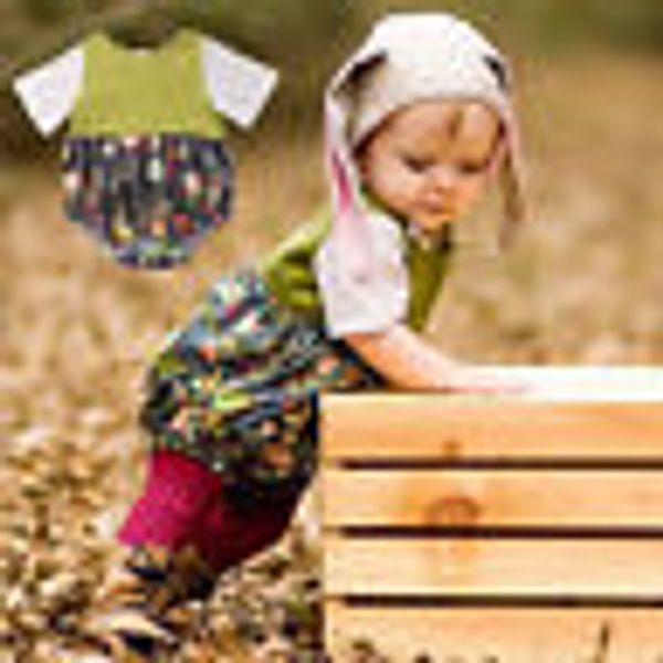 

2018 Summer New Newborn Green Easter Romper Cute Baby Girls Patchwork Cotton Romper Jumpsuit One-Pieces Clothes Outfits 0-18M