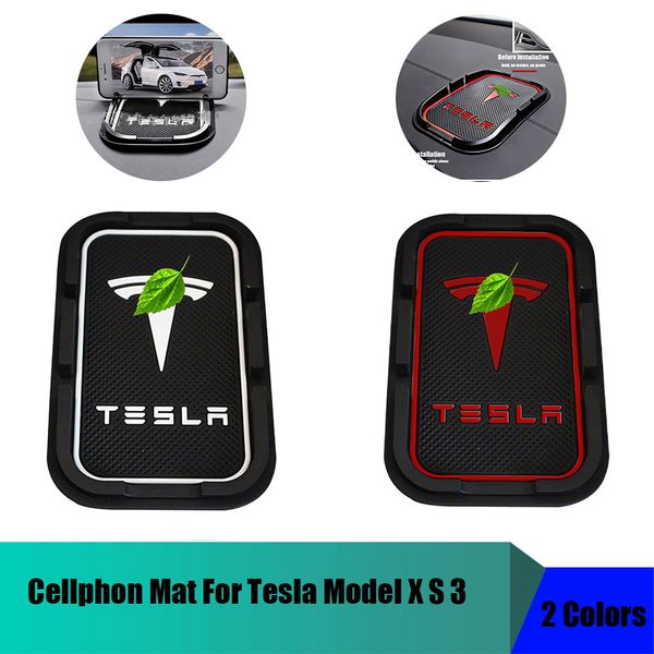 

for model 3 x s interior car red white border mobile phone mat anti-slip mat