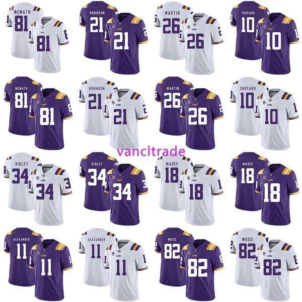 

2019 ncaa football lsu tigers 81 racey mcmath 21 rashard robinson 26 ronald martin 10 russell shepard 34 stevan ridley jerseys, Black;red