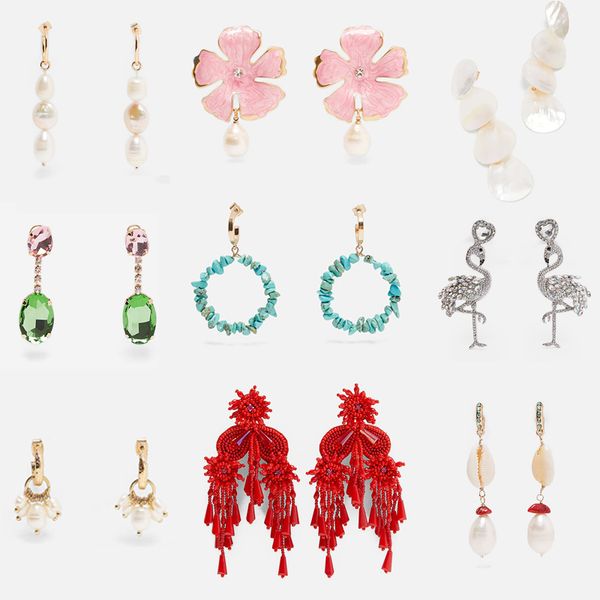 

jujia new design pearl big dangle earrings for women 2019 trendy bohemia geometric statement drop earrings, Silver