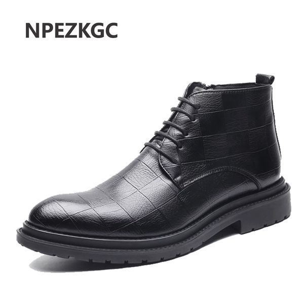 

npezkgc drop shipping men thin boots business style pointed toe office formal ankle boots brogue patterns oxford casual, Black