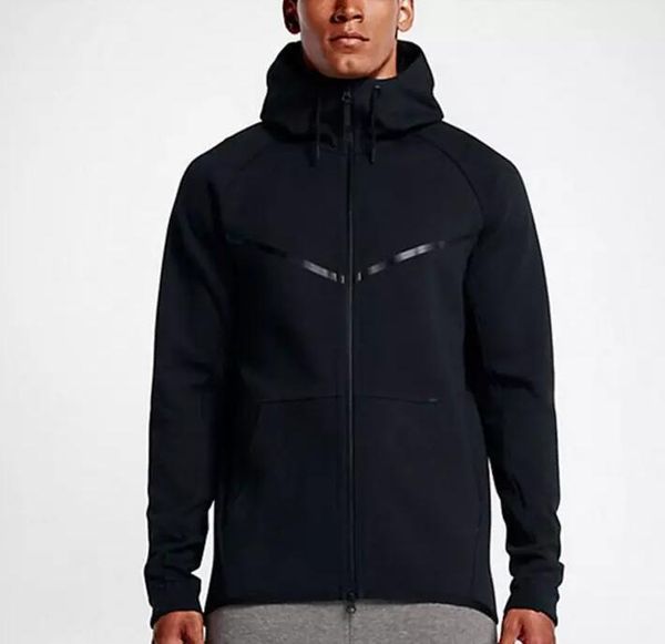 

new autumn winter large size men's hoodie sportswear tech fleece windrunner fashion leisure sports jacket running fitness jacket coat, Black