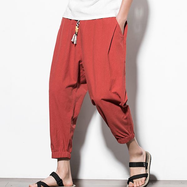 

2019 summer casual wear pants men korean fashion haren ankle-length pants hip hop harem, Black