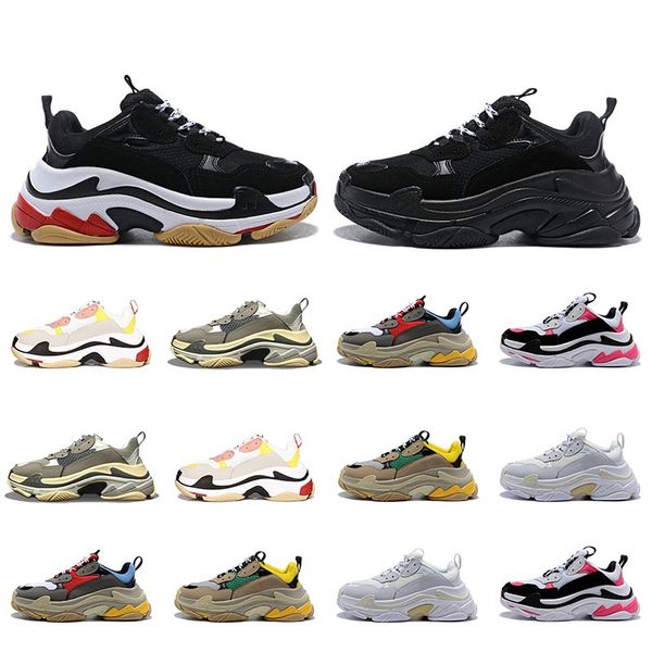 

new arrival paris running women mens shoes triple-s triple black white red beige green yellow trainers sports sneakers size 36-45