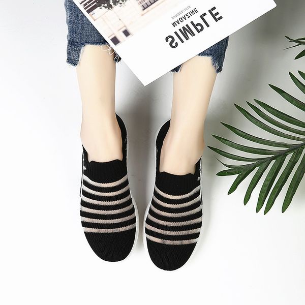 

2019 summer new style korean-style students breathable mesh woven socks slip-on lazy flat casual wear-resistant shoes, Black