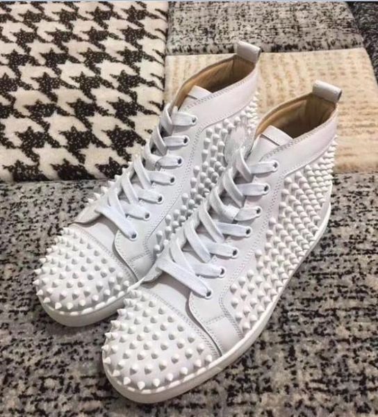 

cs0259 paris high men women with spikes lace up red bottom fashion sneakers,brands comfortable casual flat, Black