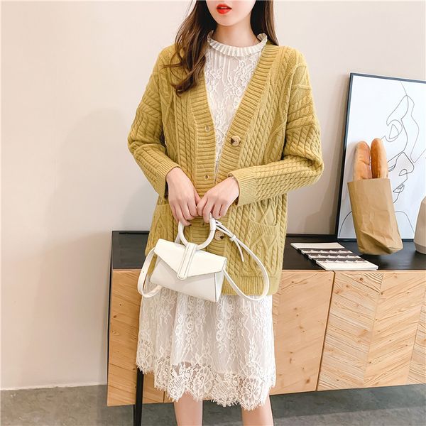 

2019 autumn new loose cardigan coat sweater sweater women's women's cardigan 2019 spring and autumn new loose outside l, White