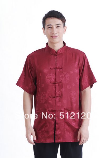 

shanghai story new sale satin shirt chinese traditional clothing chinese clothing man tang suit shirt for men, Red