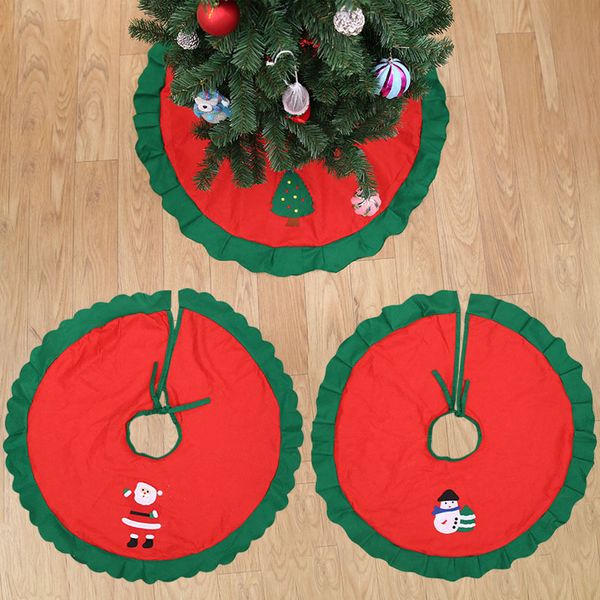 

90cm merry christmas tree skirts with bandage blanket carpet gift new year decoration decorations aprons xmas santa red snowman