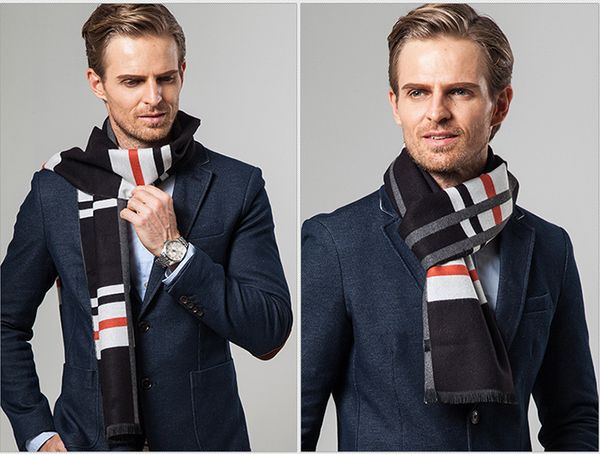 

fashion mens designer scarf plaid cashmere long winter scarves luxury gift black navy purple red fashion scarves christmas supplies xd22848