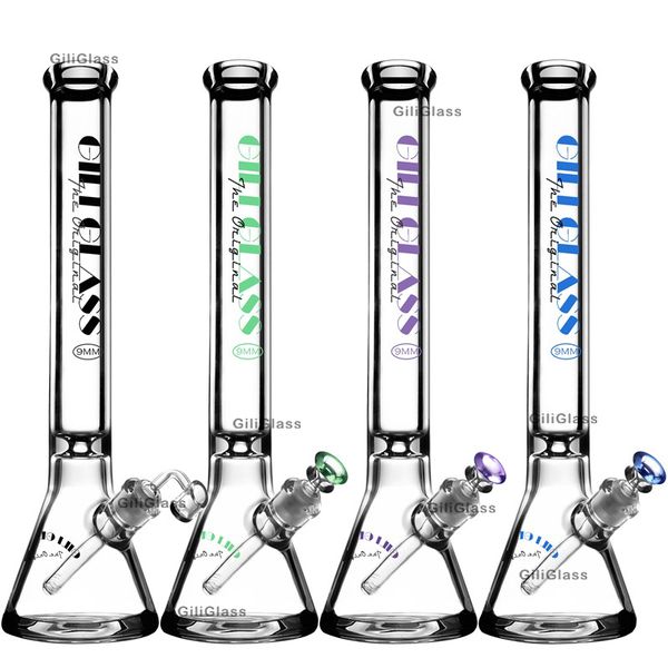 

9mm glass beaker bong water pipe super thick 18 inches tall big 1700g heavy bongs dab rig pipes quartz banger oil rigs harb bowl Bubbler