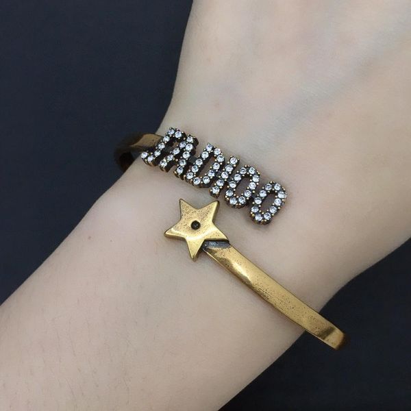 

new retro classic alphabet diamond hollow designer bracelet luxury designer jewelry women bracelet, White