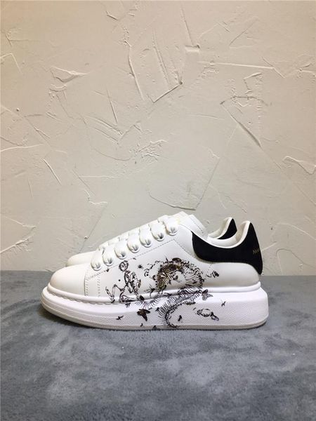 

new high-end brand 3d printing couple white shoes lace-up printing fashion wild casual sports shoes shoes 11, Black