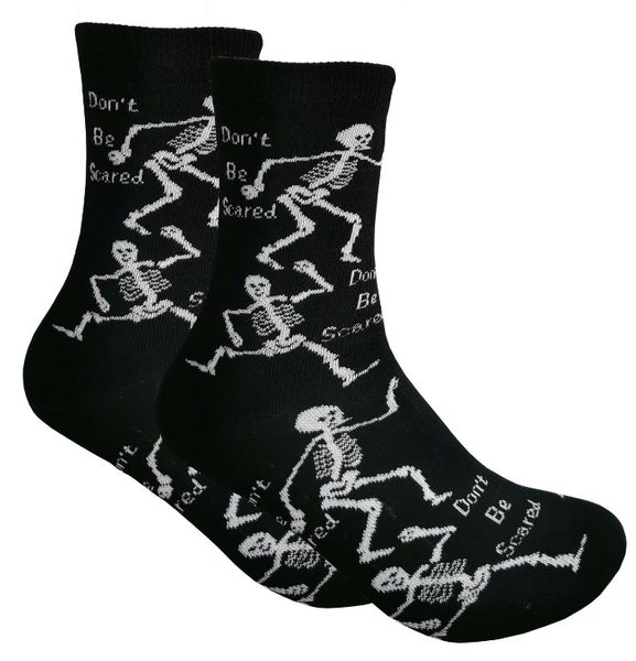 

halloween skull jacquard tube socks don't be scared english letter print socks casual soft spring warm socks for women men black white