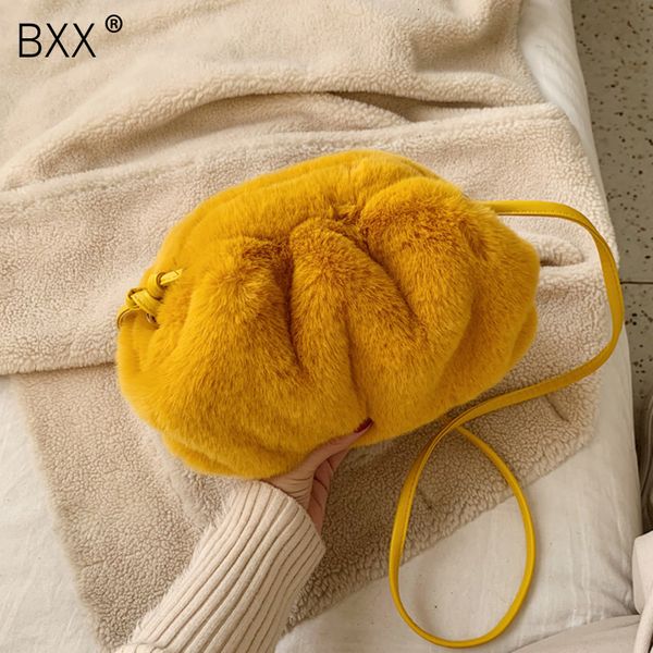 

bxx] искусственный мех crossbody сумки для женщин 2019 сплошной цвет зима плеча сумка леди теплые сумки элегантный сцепления a295