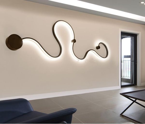 

new Creative Curve Light Snake LED Lamp Nordic Led Belt Wall Sconce Surface Mounted Modern Led Ceiling Lights For Living Room Fixture