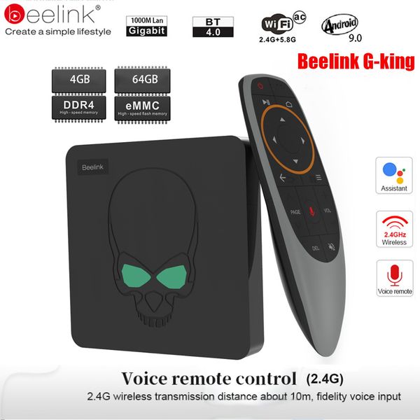 Beelink GT-King Akıllı Android TV Kutusu Android9.0 Amlogic S922X 4GB 64GB 2.4G Ses Kontrolü 5.8G WiFi 1000Mbps LAN set üstü kutusu