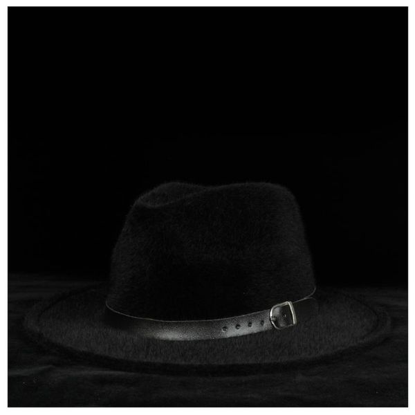

winter wool men fur fedora hat for dad black wide brim jazz hat for gentleman sombrero hombrechurch panama, Blue;gray