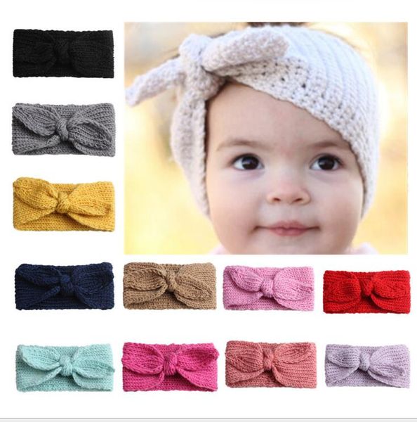 

children's super cute rabbit ear wool hair belt baby 2018 european and american knitted ear protector baby fashion hair belt, Slivery;white