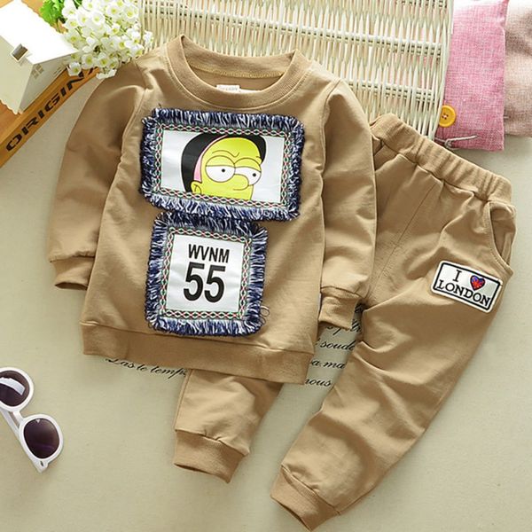 

2019 new baby spring and autumn long-sleeved suit children's boys girls cotton sets kids children's clothing, White