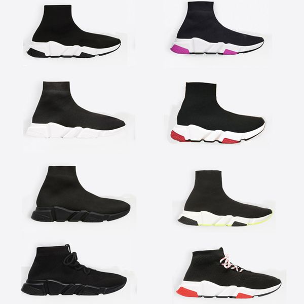 

2019 designer sock sneakers new paris speed trainers mid-trainer sock sneakers casual runners shoes with box, Black