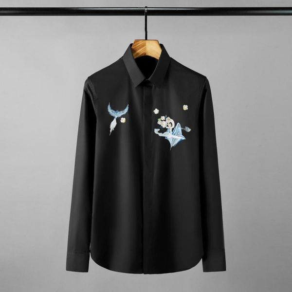 

minglu сплошной цвет мужские рубашки дорогих flyer вышивки с длинным рукавом мужские рубашки платья плюс размер 4xl мода slim fit мужской, White;black