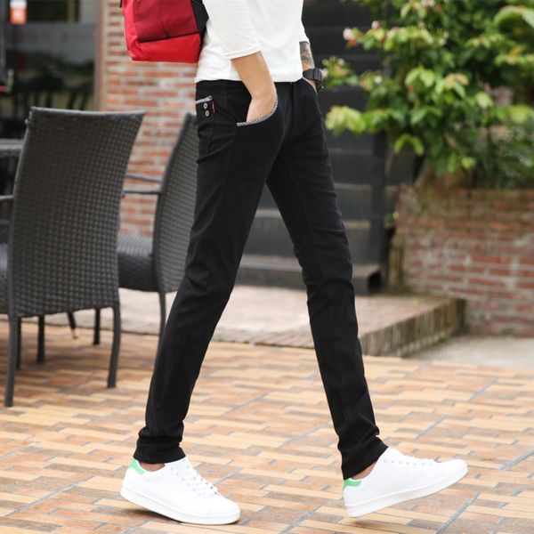 

summer 2020 pants men's thin section casual pants men's slim trousers straight korean version of the tide brand men, Black